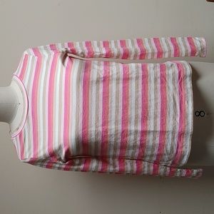 Loft Long Sleeve Striped Pink T-Shirt S